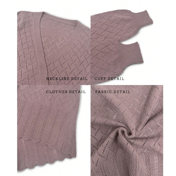 Dusty Lavender Wrap Cardigan Long Lantern Sleeve Ties - Picture 7 of 10
